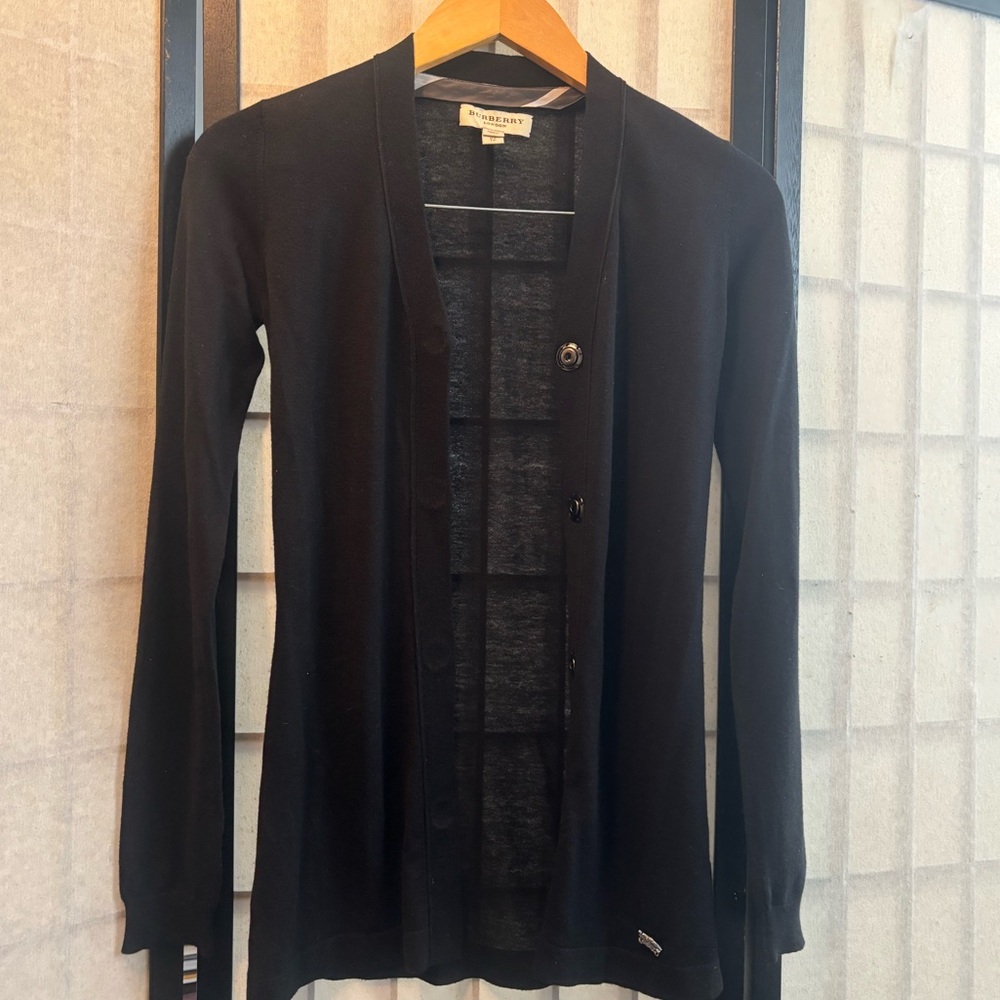 BURBERRY LONDON Silk Wool Blend Lightweight Cardigan, Horse Medallion,Super Soft - Picture 3 of 14